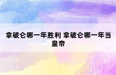 拿破仑哪一年胜利 拿破仑哪一年当皇帝